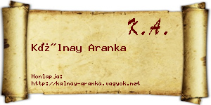 Kálnay Aranka névjegykártya