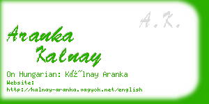 aranka kalnay business card